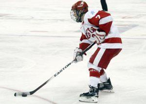 Senior forward Cason Hohmann recorded two assists Friday night against Providence. PHOTO BY MAYA DEVEREAUX/DAILY FREE PRESS STAFF