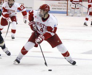 Freshman defenseman Brandon Hickey tallied his seventh assist of the season against No. 18 Merrimack College