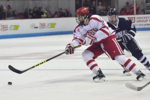 Freshman defenseman Shane Switzer. PHOTO BY MADDIE MALHOTRA/DFP STAFF