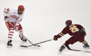 Sophomore forward Jordan Greenway physically dominated BC in the 2016 Beanpot Tournament final. PHOTO BY MADDIE MALHOTRA/DAILY FREE PRESS STAFF