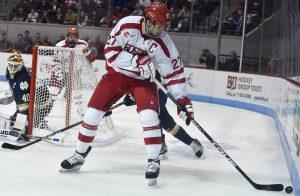 Senior defenseman Doyle Somerby returned to the blue line against Notre Dame. PHOTO BY MADDIE MALOHTRA/DAILY FREE PRESS STAFF