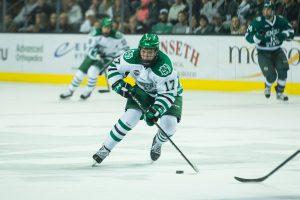 Freshman forward Tyson Jost is North Dakota's go-to man on offense. Photo courtesy of: Conor Knuteson/UND Athletics