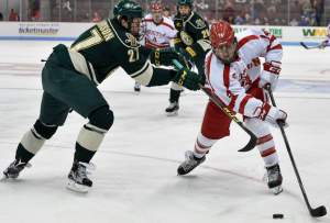 Sophomore forward Bobo Carpenter was held scoreless against Vermont in last year's series at Agganis Arena. PHOTO BY MADDIE MALHOTRA/DAILY FREE PRESS STAFF